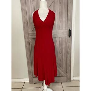 Janine Extra small red asymmetrical halter dress